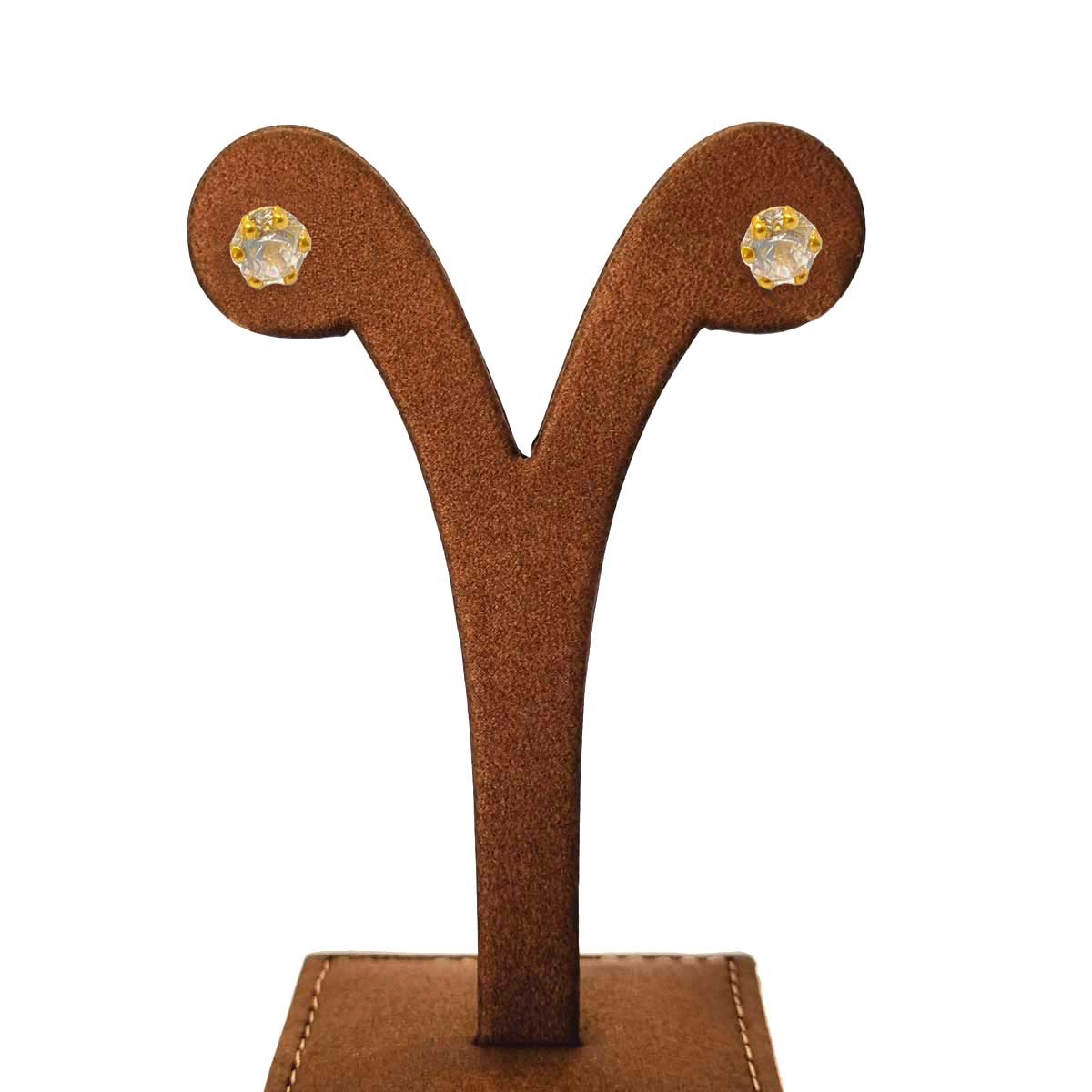 18K Pure Gold Solitaire Design Stud Earrings | Earring | 18K Gold Jewelry