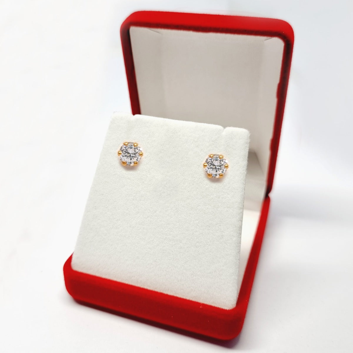 18K Pure Gold Solitaire Design Stud Earrings | Earring | 18K Gold Jewelry