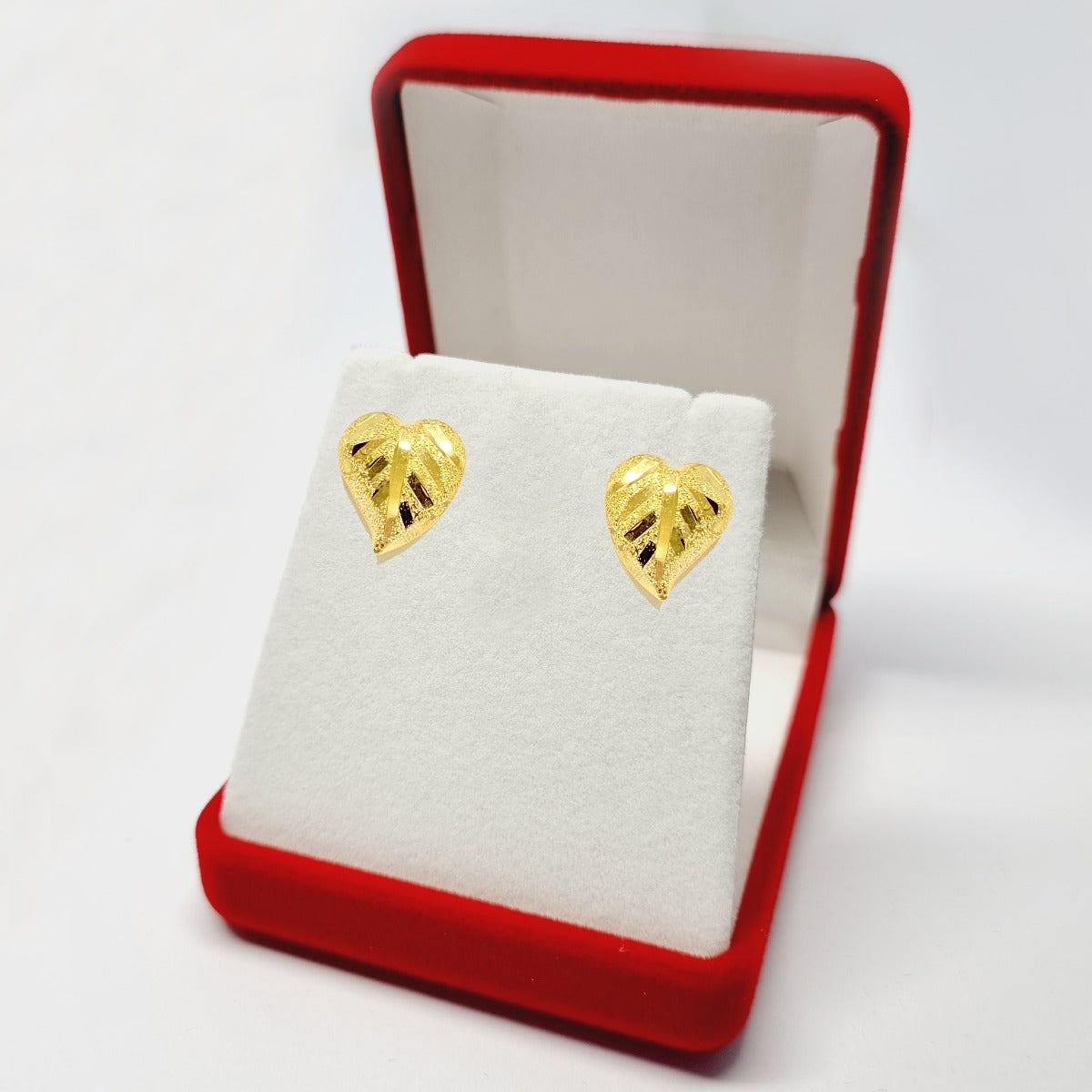 18K Solid Gold Heart Screw Lock Stud Earrings | Earings | 18K Gold Jewelry