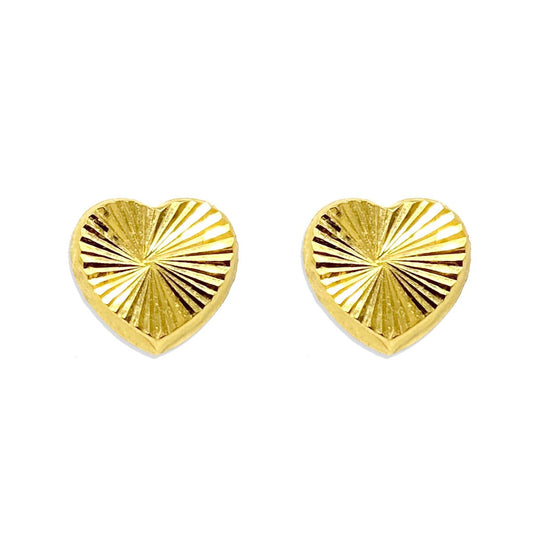 18K Pure Gold Heart Screw Lock Stud Earrings | Earring | 18K Gold Jewelry