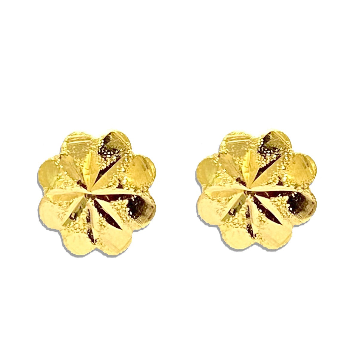 18K Solid Gold Flower Screw Lock Stud Earrings | Earings | 18K Gold Jewelry