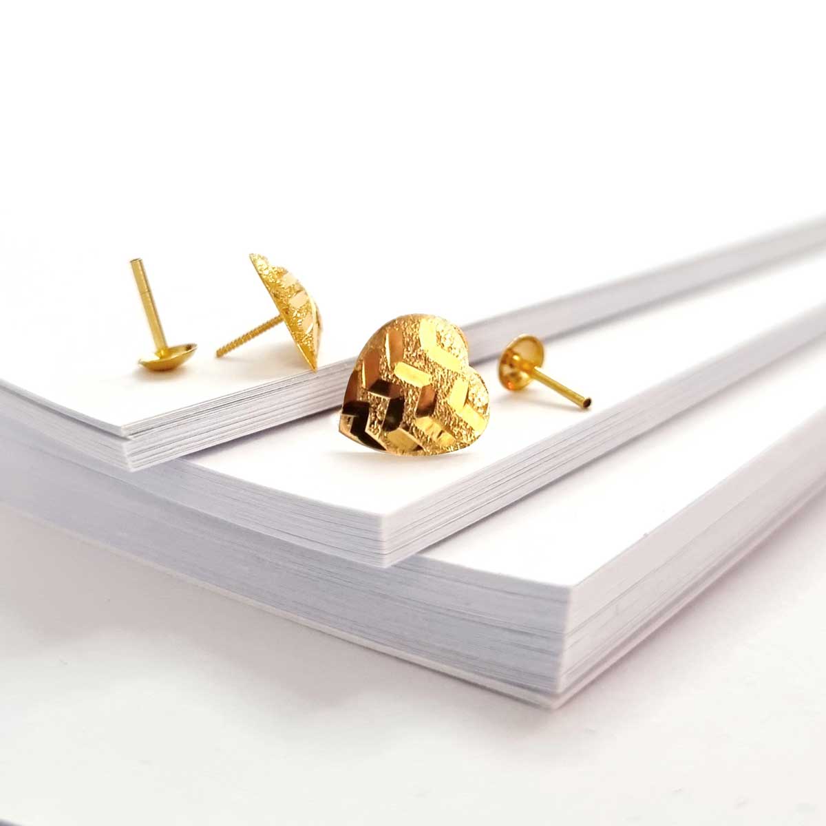 18K Pure Gold Heart Screw Earrings | Earring | 18K Gold Jewelry