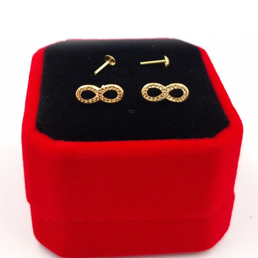 18K Pure Gold Infinity Screw Earrings | Earring | 18K Gold Jewelry