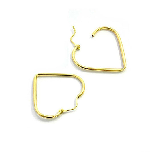 18K Pure  Gold Hoop Heart Earrings Design | Earring | 18K Gold Jewelry