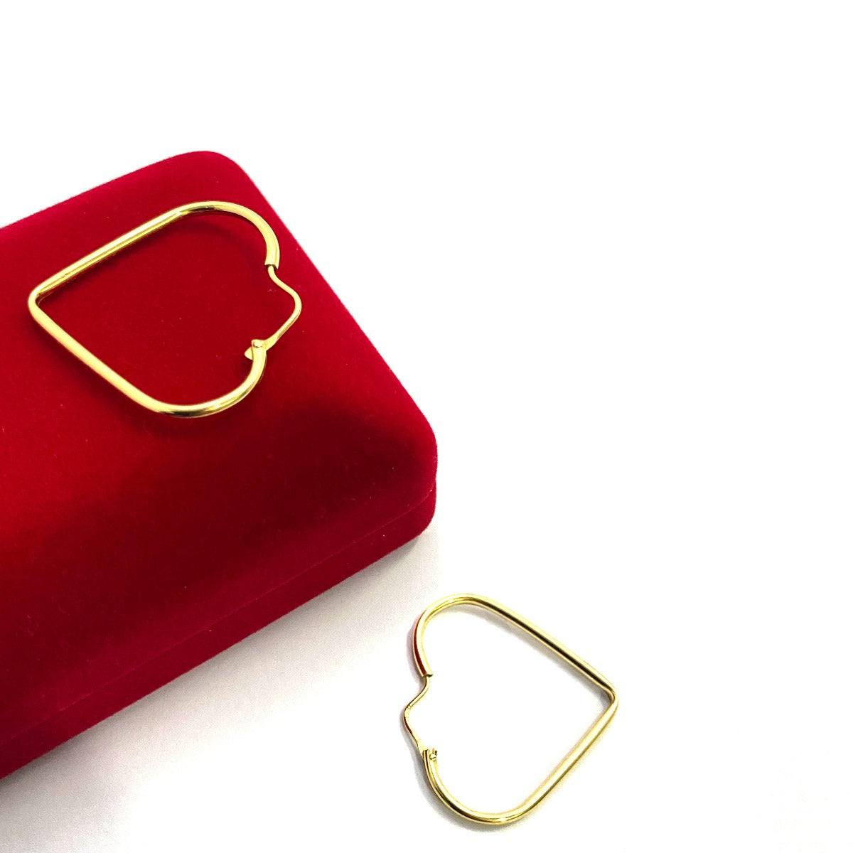 18K Pure  Gold Hoop Heart Earrings Design | Earring | 18K Gold Jewelry