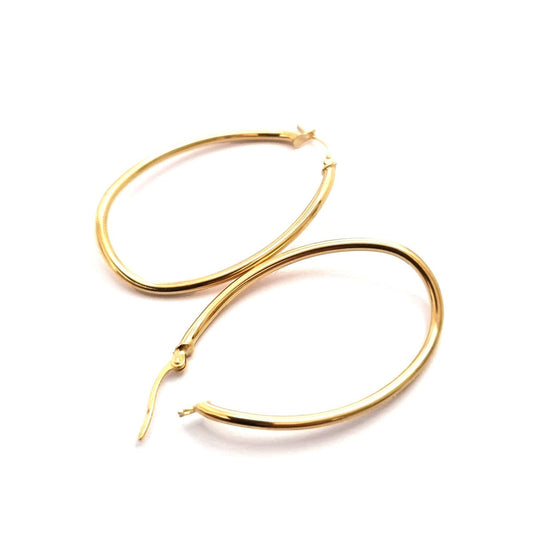 18K Pure Gold Oval Hoop Earrings Design | Earring | 18K Gold Jewelry