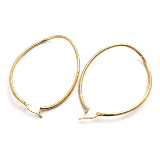 18K Pure Gold Oval Hoop Earrings Design | Earring | 18K Gold Jewelry