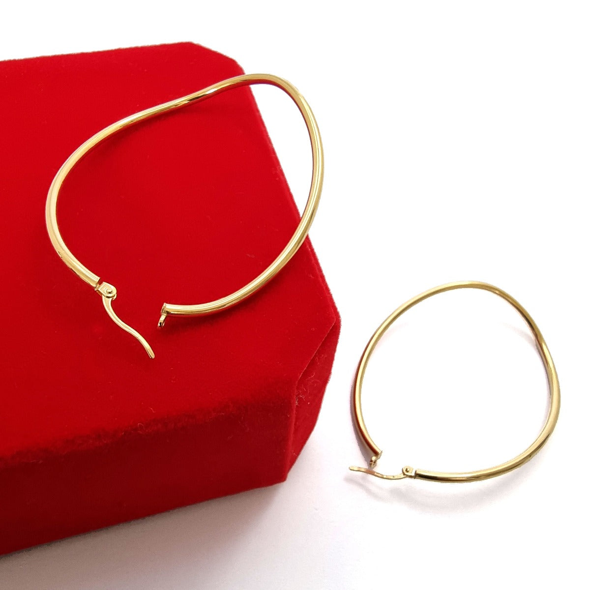 18K Pure Gold Oval Hoop Earrings Design | Earring | 18K Gold Jewelry