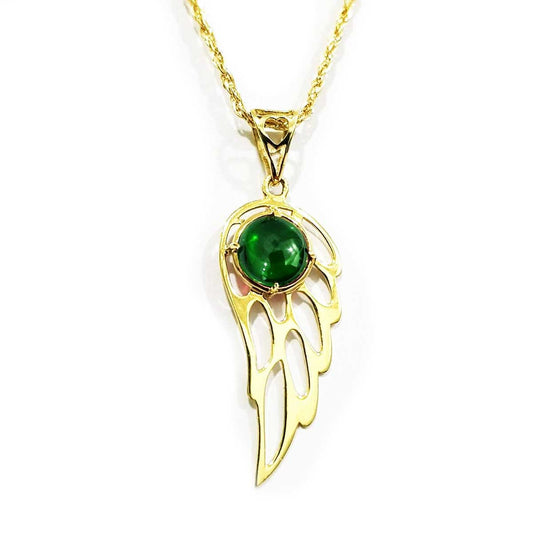 18K Pure Gold Wings Stone Necklace | Necklace | 18K Gold Jewelry
