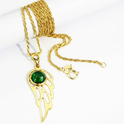 18K Pure Gold Wings Stone Necklace | Necklace | 18K Gold Jewelry
