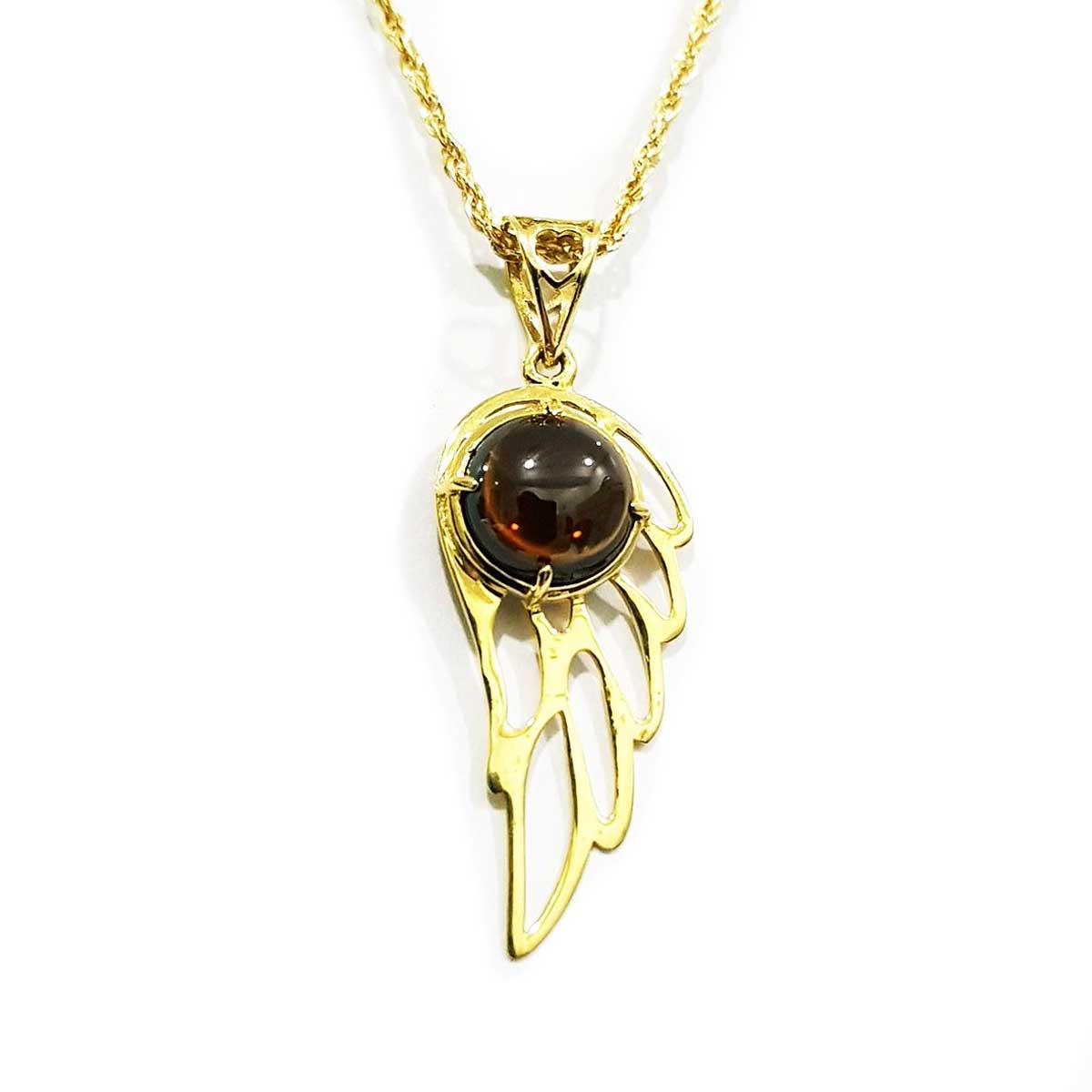 18K Pure Gold Wings Stone Necklace | Necklace | 18K Gold Jewelry