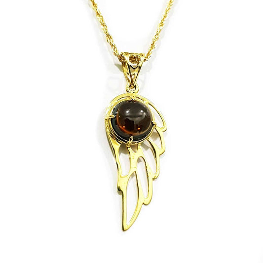 18K Pure Gold Wings Stone Necklace | Necklace | 18K Gold Jewelry