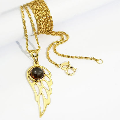 18K Pure Gold Wings Stone Necklace | Necklace | 18K Gold Jewelry