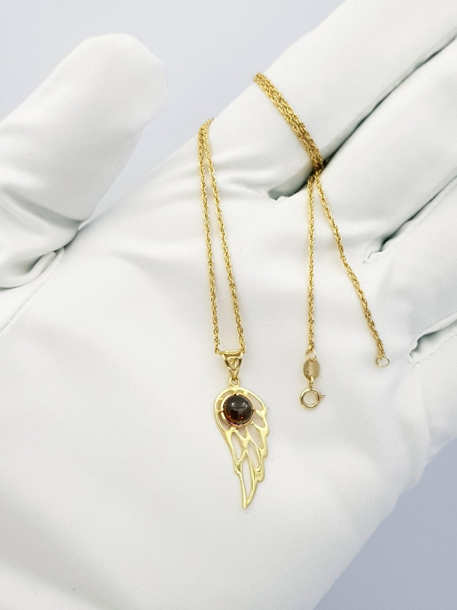 18K Pure Gold Wings Stone Necklace | Necklace | 18K Gold Jewelry