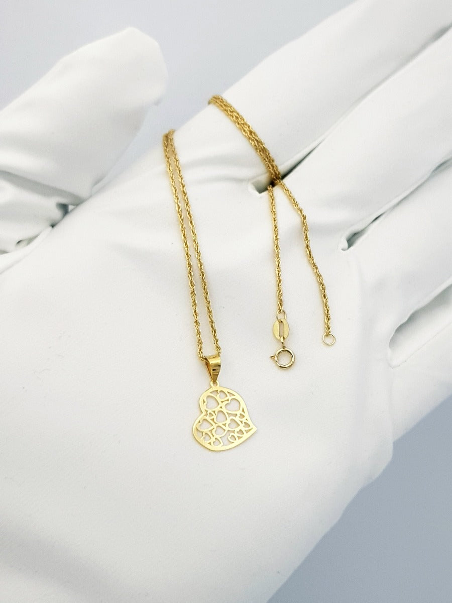 18K Pure Gold Heart Design Necklace | Necklace | 18K Gold Jewelry