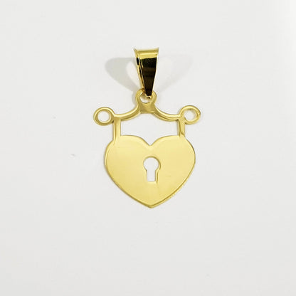 18K Pure Gold Heart and Lock Design Necklace | Necklace | 18K Gold Jewelry