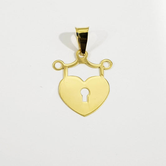 18K Pure Gold Heart and Lock Design Necklace | Necklace | 18K Gold Jewelry