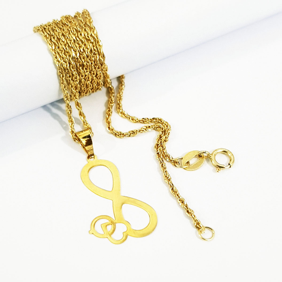 18K Pure Gold Infinity Heart Necklace | Necklace | 18K Gold Jewelry