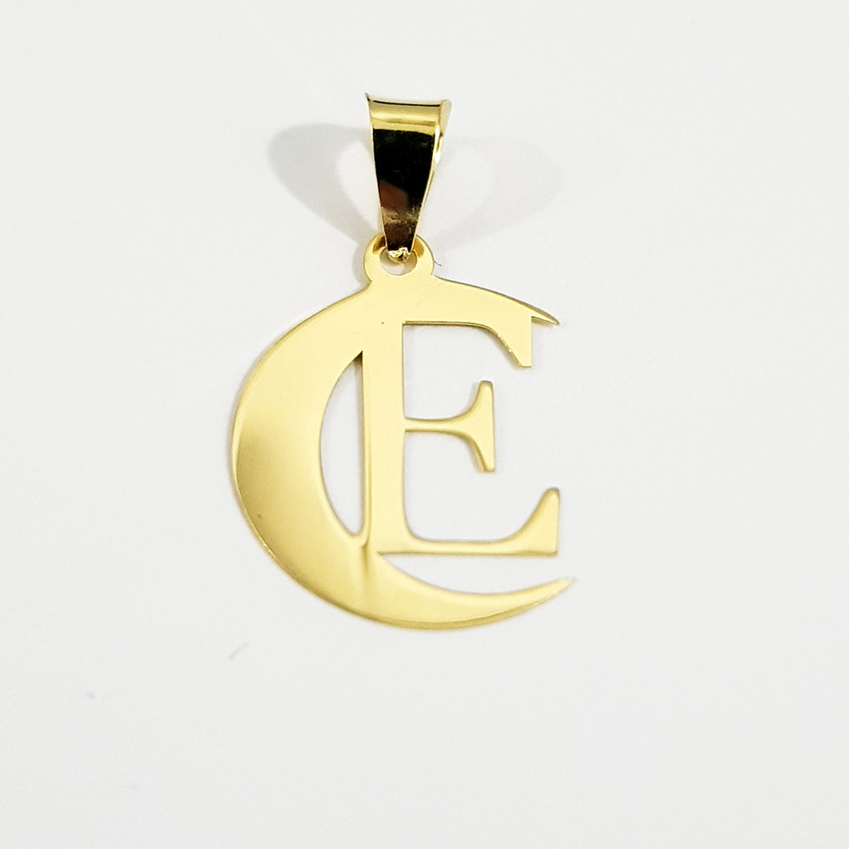 18K Pure Gold Halfmoon Letter E Design Necklace | Necklace | 18K Gold Jewelry