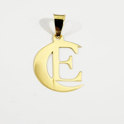 18K Pure Gold Halfmoon Letter E Design Necklace | Necklace | 18K Gold Jewelry