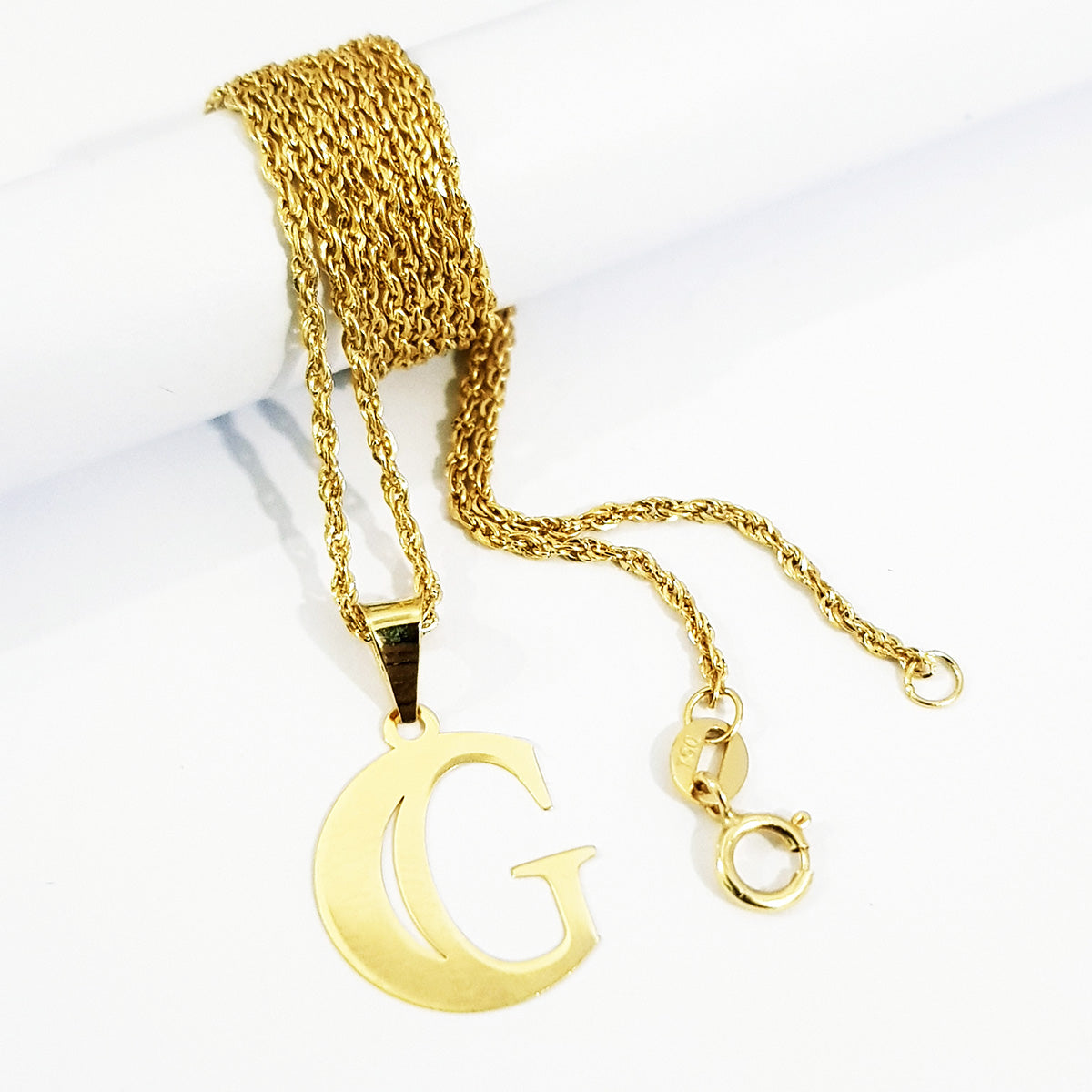 18K Pure Gold Halfmoon Letter G Design Necklace | Necklace | 18K Gold Jewelry