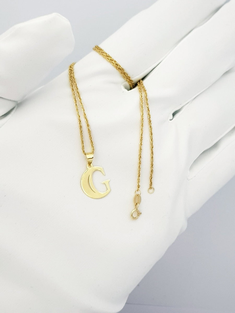 18K Pure Gold Halfmoon Letter G Design Necklace | Necklace | 18K Gold Jewelry