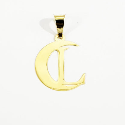18K Pure Gold Halfmoon Letter L Design Necklace