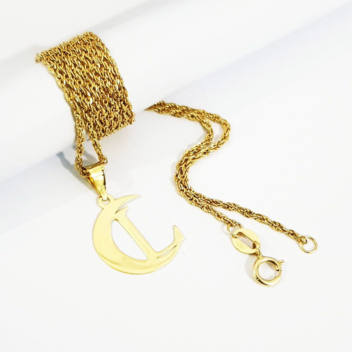 18K Pure Gold Halfmoon Letter L Design Necklace | Necklace | 18K Gold Jewelry