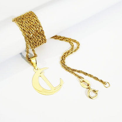 18K Pure Gold Halfmoon Letter L Design Necklace | Necklace | 18K Gold Jewelry