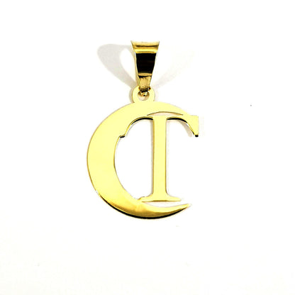 18K Pure Gold Halfmoon Letter T Design Necklace | Necklace | 18K Gold Jewelry