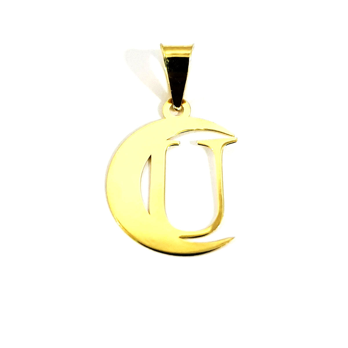 18K Pure Gold Halfmoon Letter U Design Necklace | Necklace | 18K Gold Jewelry