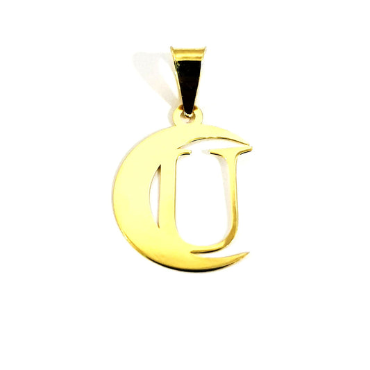 18K Pure Gold Halfmoon Letter U Design Necklace | Necklace | 18K Gold Jewelry