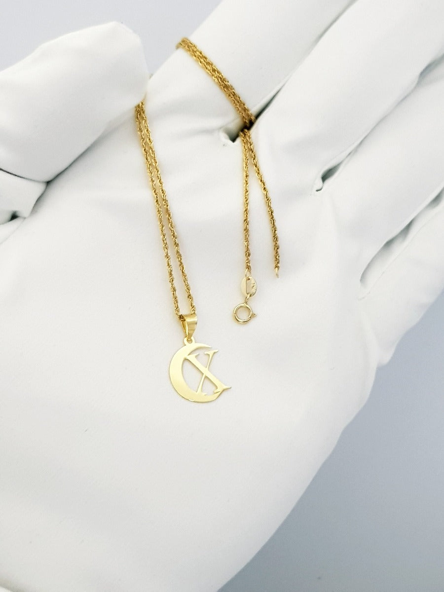 18K Pure Gold Halfmoon Letter X Design Necklace | Necklace | 18K Gold Jewelry