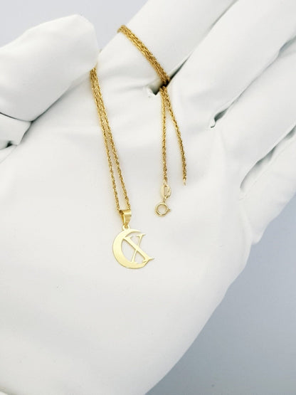 18K Pure Gold Halfmoon Letter X Design Necklace | Necklace | 18K Gold Jewelry