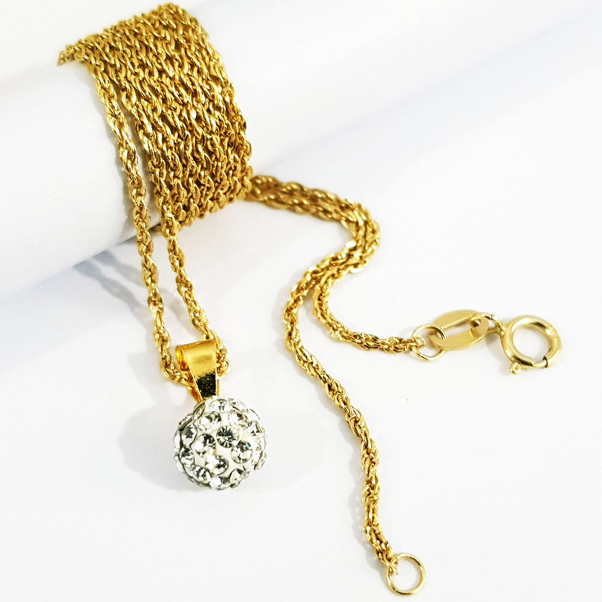 18K Pure Gold Crystal Necklace | Necklace | 18K Gold Jewelry
