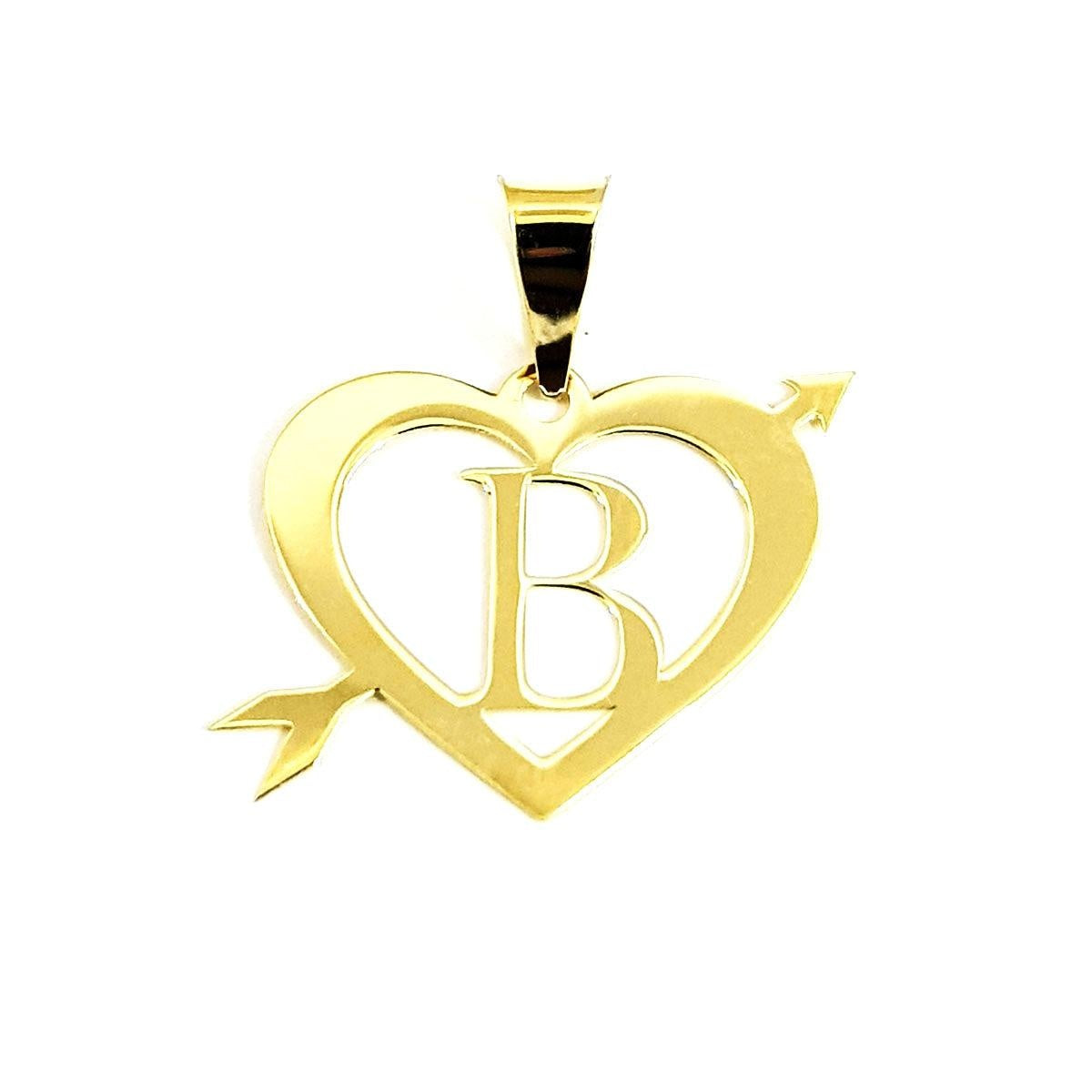 18K Pure Gold Heart Letter B Design Necklace | Necklace | 18K Gold Jewelry