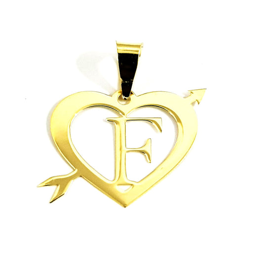 18K Pure Gold Heart Letter F Design Necklace | Necklace | 18K Gold Jewelry