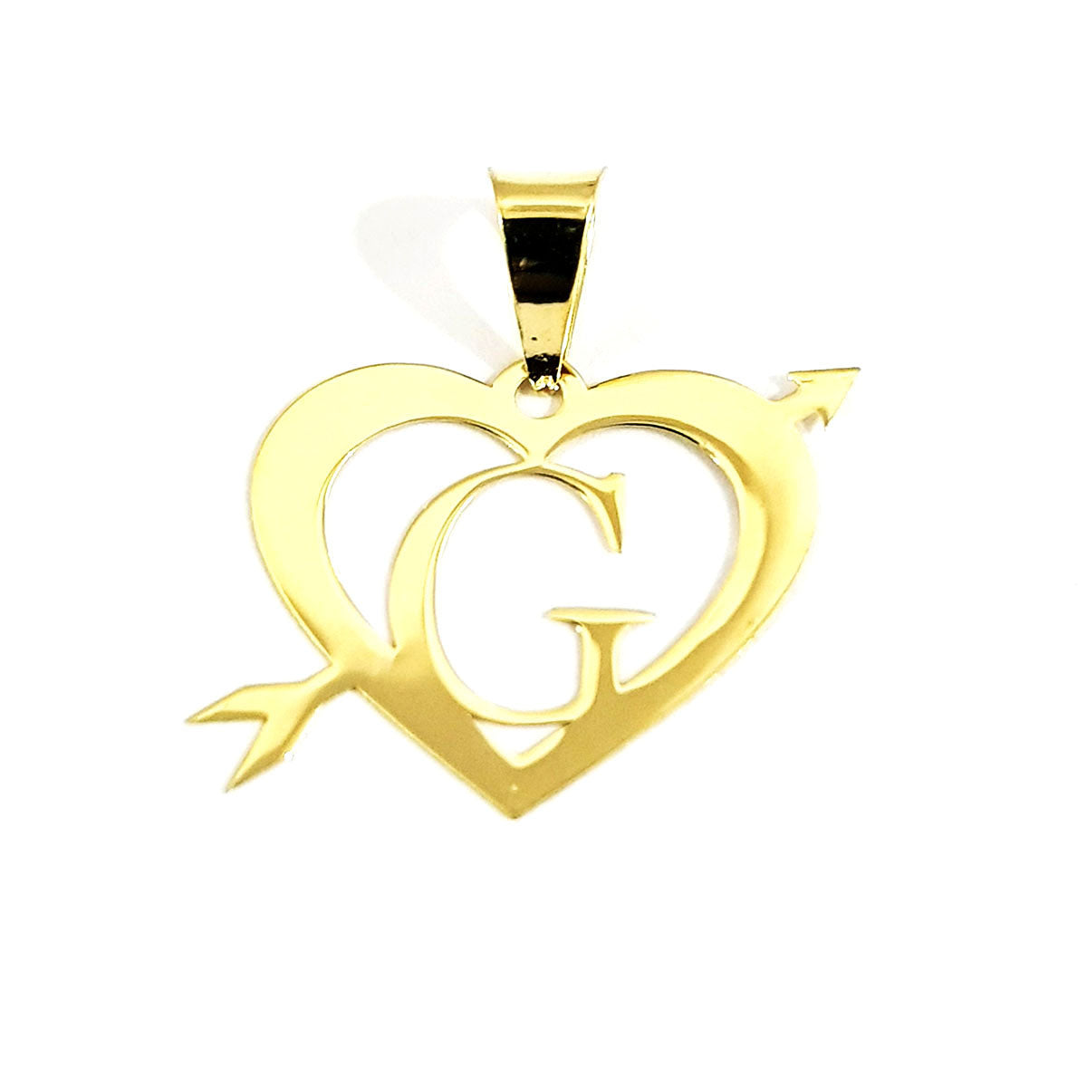 18K Pure Gold Heart Letter G Design Necklace