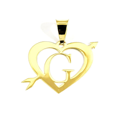 18K Pure Gold Heart Letter G Design Necklace