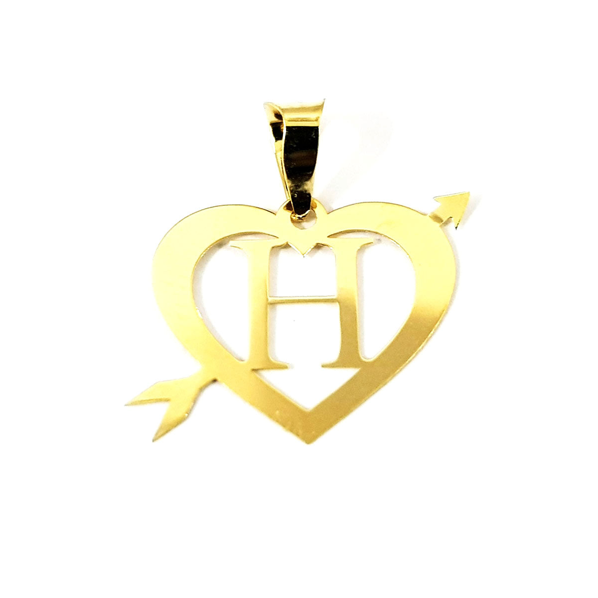 18K Pure Gold Heart Letter H Design Necklace | Necklace | 18K Gold Jewelry