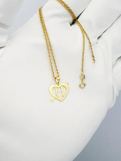 18K Pure Gold Heart Letter H Design Necklace | Necklace | 18K Gold Jewelry