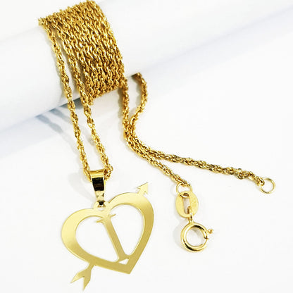 18K Pure Gold Heart Letter I Design Necklace | Necklace | 18K Gold Jewelry