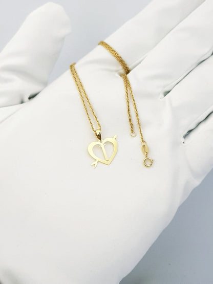 18K Pure Gold Heart Letter I Design Necklace | Necklace | 18K Gold Jewelry