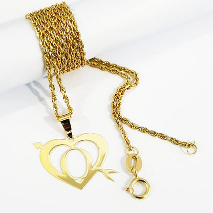 18K Pure Gold Heart Letter O Design Necklace | Necklace | 18K Gold Jewelry