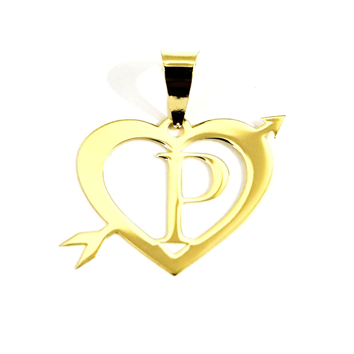 18K Pure Gold Heart Letter P Design Necklace | Necklace | 18K Gold Jewelry