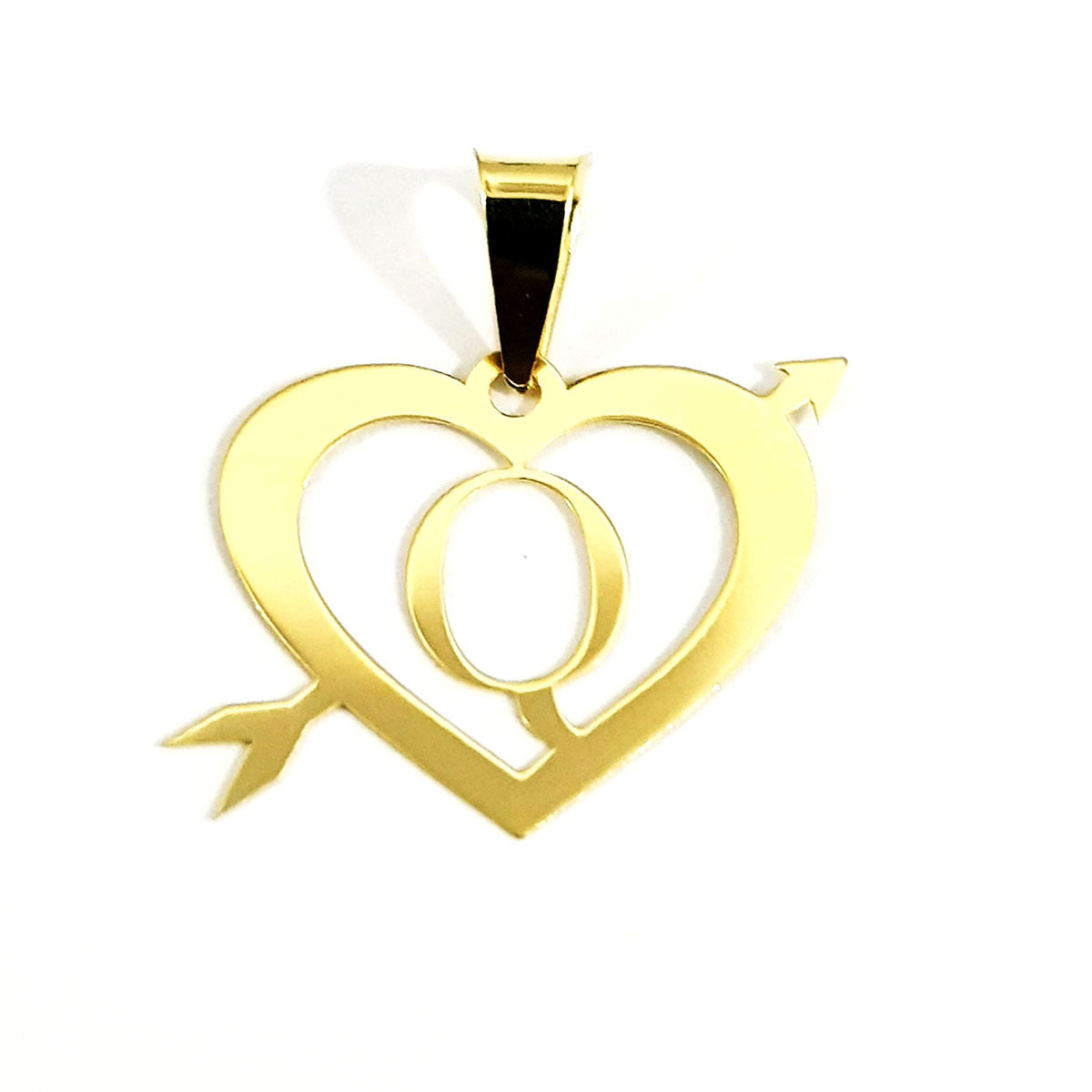 18K Pure Gold Heart Letter Q Design Necklace | Necklace | 18K Gold Jewelry
