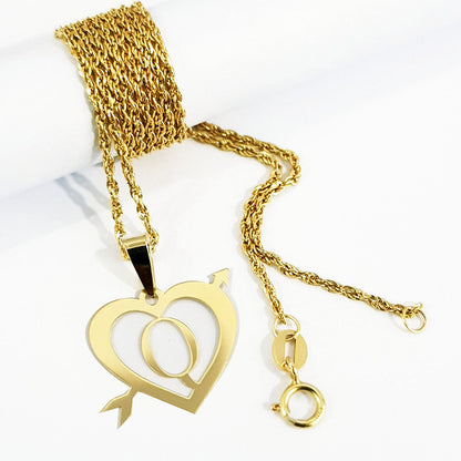 18K Pure Gold Heart Letter Q Design Necklace | Necklace | 18K Gold Jewelry