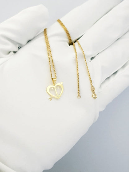 18K Pure Gold Heart Letter T Design Necklace | Necklace | 18K Gold Jewelry