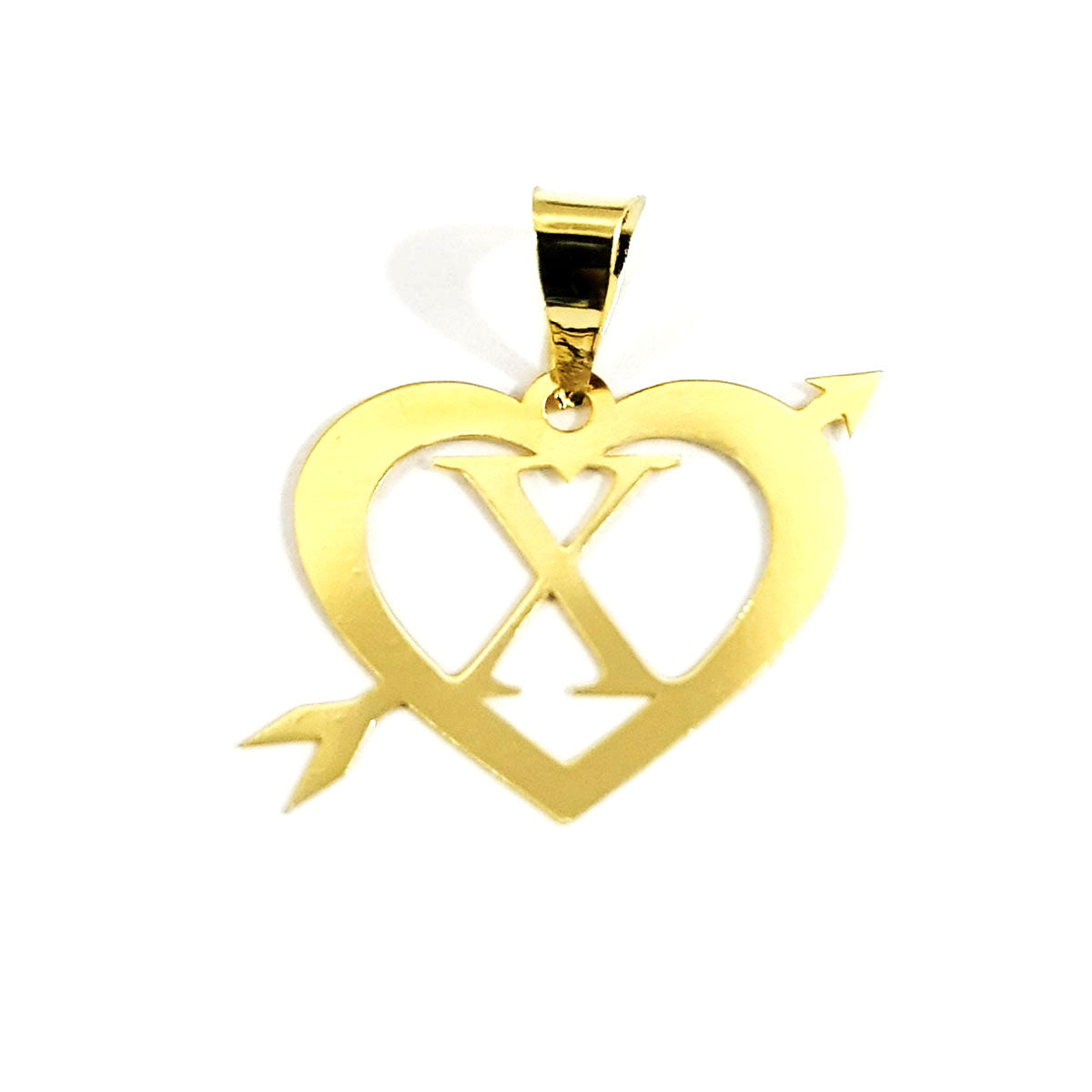 18K Pure Gold Heart Letter X Design Necklace | Necklace | 18K Gold Jewelry