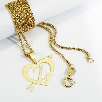 18K Pure Gold Heart Letter Z Design Necklace | Necklace | 18K Gold Jewelry